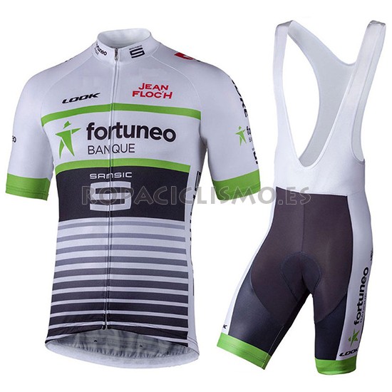 2018 Maillot Fortuneo Samsic Tirantes Mangas Cortas Blanco